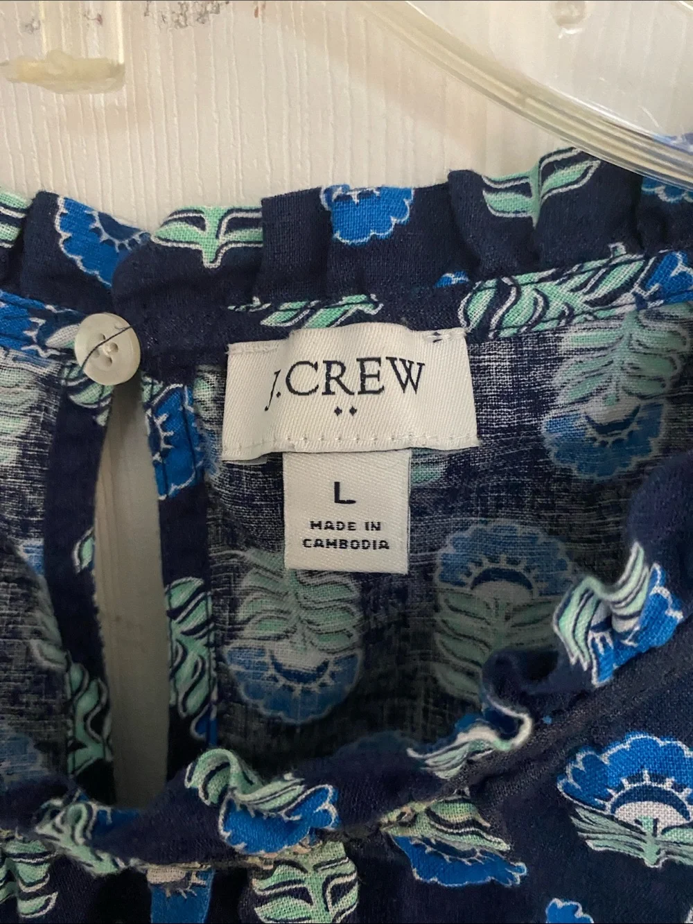 J. Crew Navy Floral-Print Sleeveless Blouse